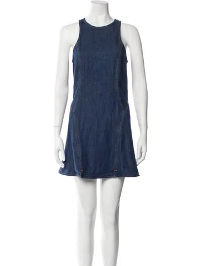 Pre-owned Re/done Crew Neck Mini Dress In Blue
