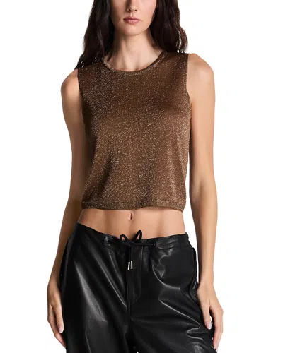 Re/done Fox Lurex Metallic Blend Cropped Vest In Brown