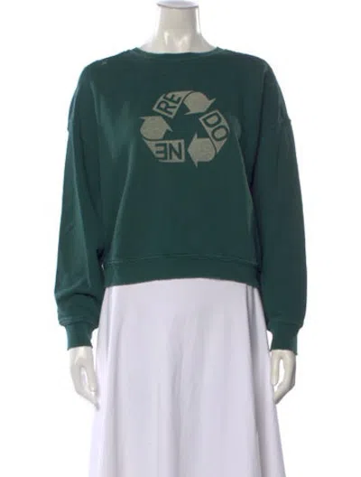 Pre-owned Re/done Graphic Print Crew Neck Sweatshirt In Green