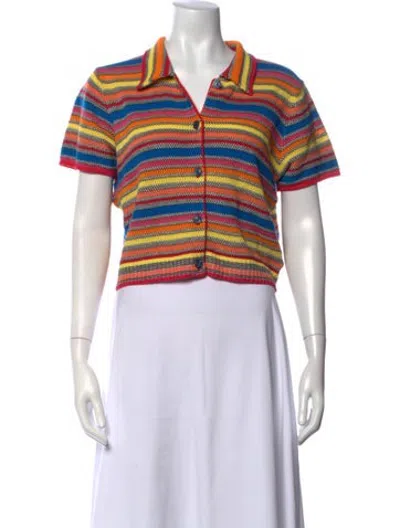 Pre-owned Re/done Linen Striped Sweater In Black/pink