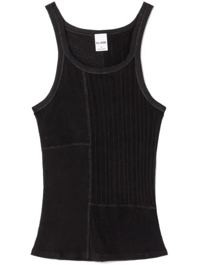 Re/done Panelled Cotton Tank Top In Black