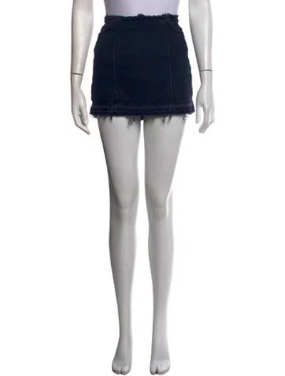 Pre-owned Re/done Raw-edge Trim Mini Skirt W/ Tags In Black