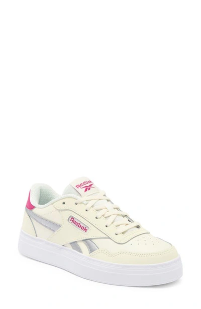 Reebok Court Advance Bold Sneaker In Chalk/ Pink/ Silver