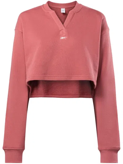 Reebok Logo-embroidery Cropped Sweatshirt In Pink