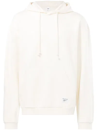Reebok Logo-patch Pouch-pocket Hoodie In White