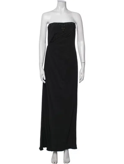 Pre-owned Reem Acra Silk Long Dress In Black