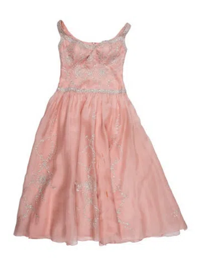 Pre-owned Reem Acra Silk Midi Length Dress In Pink