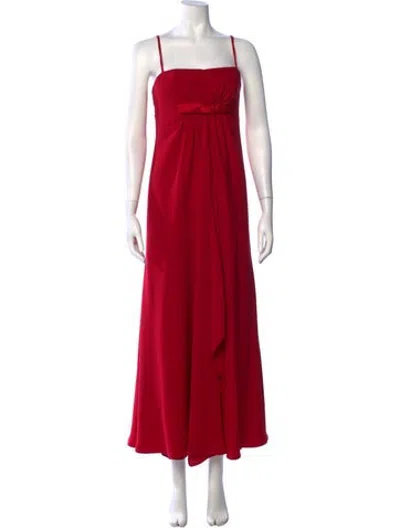 Pre-owned Reem Acra Square Neckline Long Dress In Red