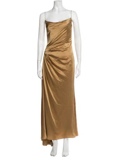 Pre-owned Reem Acra Vintage Long Dress In Brown