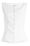 Reformation Amela Linen Button-up Top In White