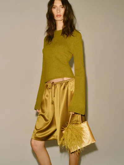 Reformation Ashley Regenerative Wool Crew Sweater Green Xs