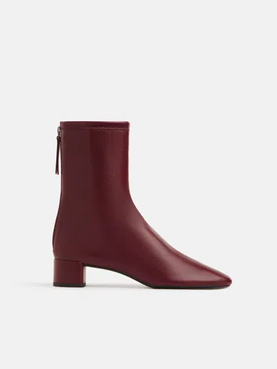Reformation Aveline Block Heeled Ankle Boot Red 5
