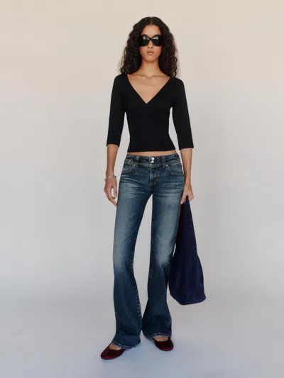 Reformation Brent Stretch Low Rise Bootcut Jeans Blue Denim 23