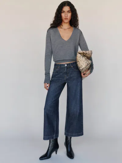 Reformation Cary Low Rise Slouchy Wide Leg Cropped Jeans Blue 23