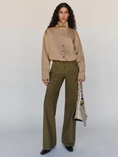 Reformation Cary Low Rise Slouchy Wide Leg Jeans Green Denim 23