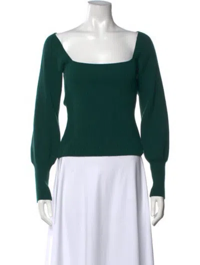 Pre-owned Reformation Cashmere Square Neckline Sweater In Green