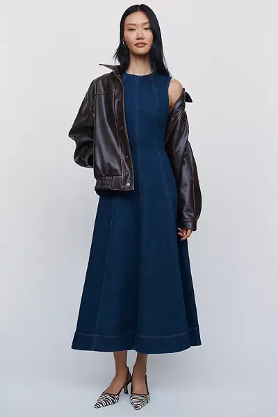 Reformation Cecilia Denim Maxi Dress In Blue