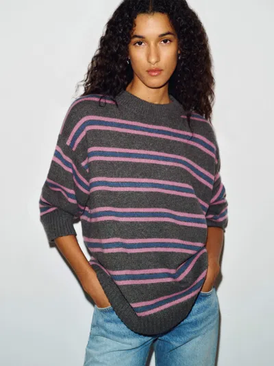 Reformation Cove Cashmere Oversized Crew Sweater Grey Large In Gray