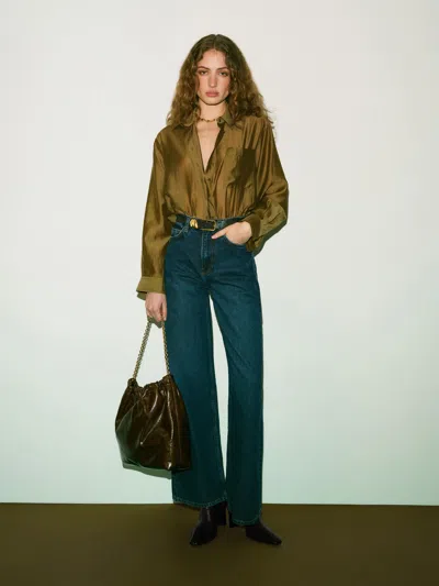 Reformation Eli Oversized Shirt Green Xs