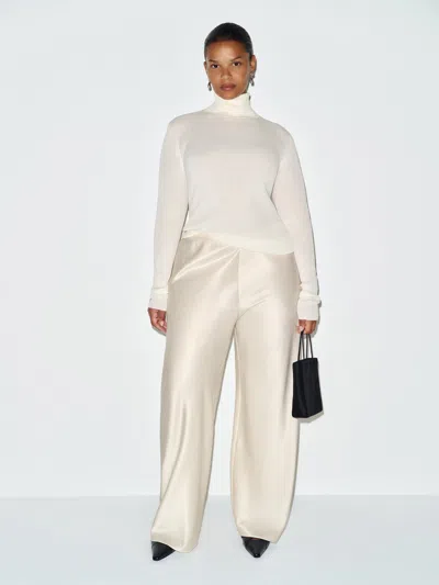 Reformation Gale Satin Mid Rise Bias Pant Es Ivory 1x In White