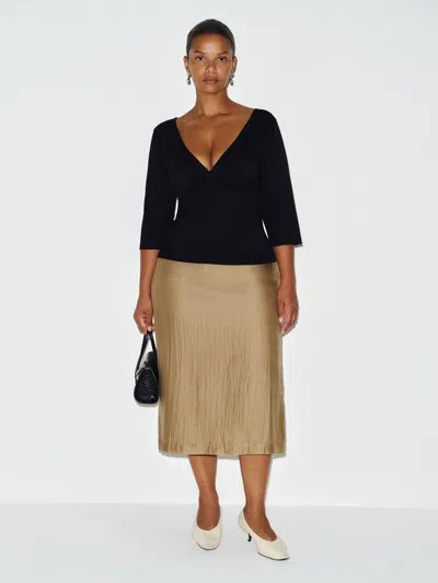 Reformation Helen Low Waist Midi Skirt Es Natural 14 In Neutral