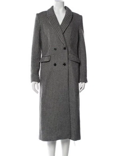 Pre-owned Reformation Houndstooth Print Coat In Black