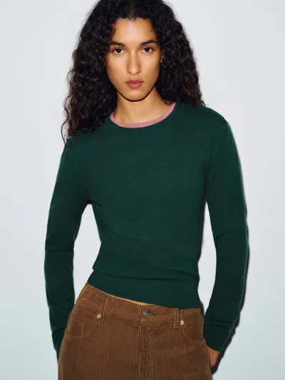 Reformation Lian Cashmere Crew Sweater Green Large
