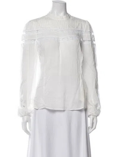 Pre-owned Reformation Mock Neck Long Sleeve Blouse In White