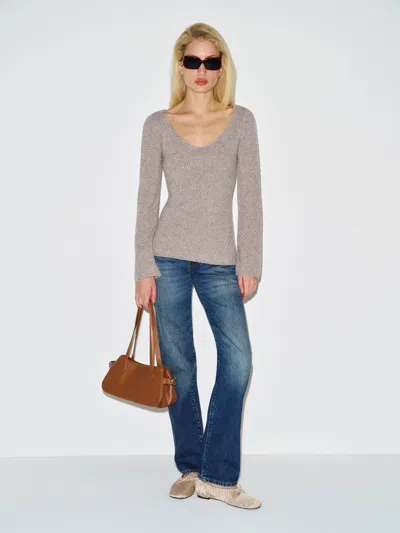 Reformation Nicoletta Regenerative Wool Scoop Neck Sweater Grey Large