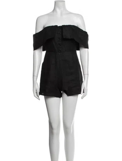 Pre-owned Reformation Off-the-shoulder Romper In Black