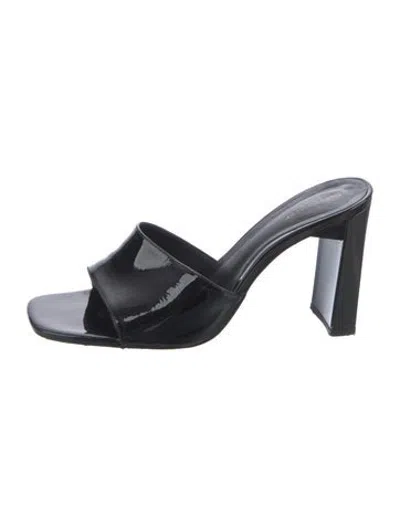 Pre-owned Reformation Patent Leather Slides In Black