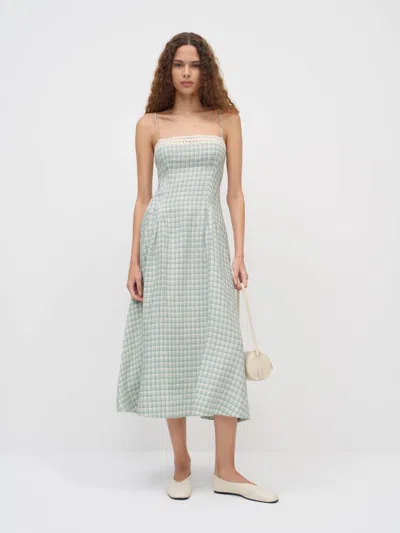 Reformation Pomona Linen Dress Blue 0