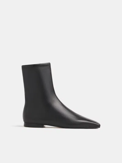 Reformation Remy Flat Stretch Ankle Boot Black Stretch Leather 5