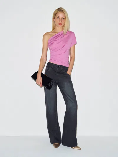 Reformation Seraphina Regenerative Merino Sweater Top Purple Large In Violet