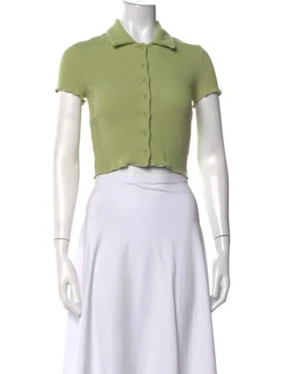 Pre-owned Reformation Short Sleeve Polo In Green