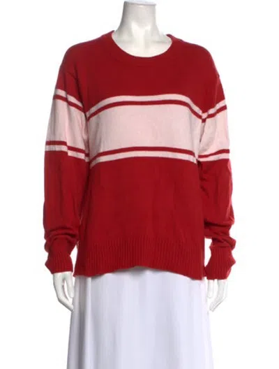Pre-owned Reformation Striped Crew Neck Sweater In Red