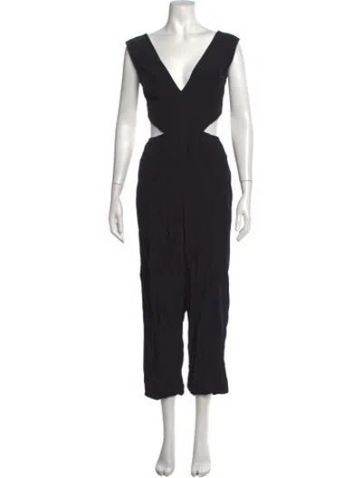 Pre-owned Reformation V-neck Jumpsuit In Black
