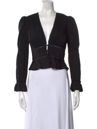 Pre-owned Reformation V-neck Long Sleeve Blouse In Black