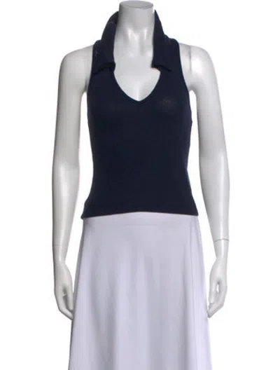 Pre-owned Reformation V-neck Sleeveless Polo In Black