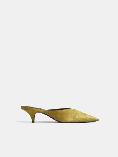 Reformation Wyler Heeled Mule Gold 5 In Green
