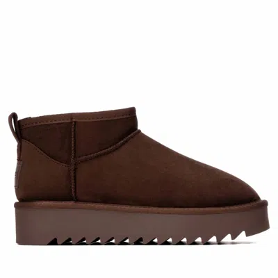 Refresh Women's Casual Platform Suede Ankle Booties In Brown