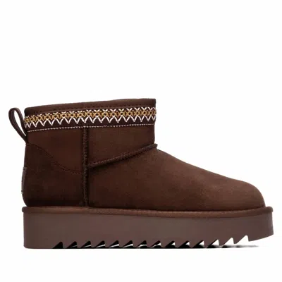 Refresh Women's Platform Suede Ankle Booties In Brown