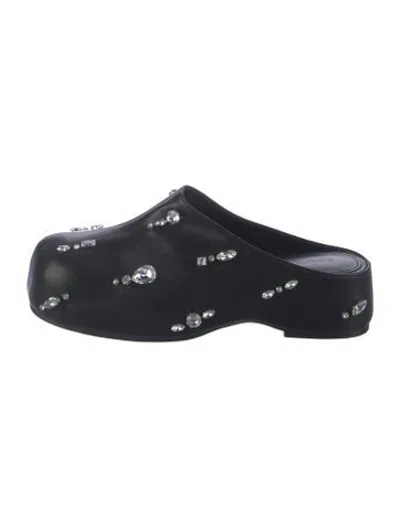Pre-owned Reike Nen Leather Mules In Black