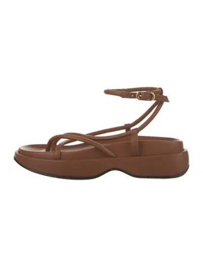 Pre-owned Reike Nen Leather Sandals In Brown
