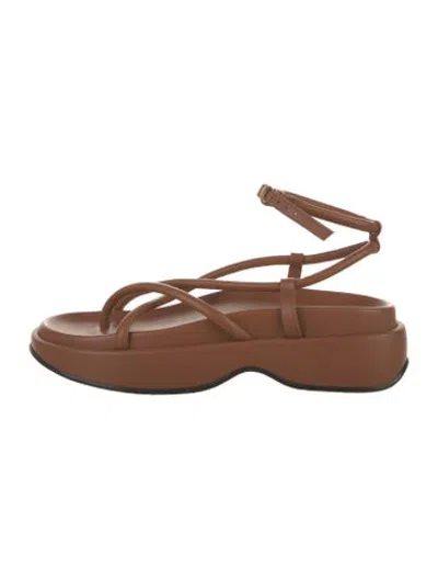 Pre-owned Reike Nen Leather Sandals In Brown