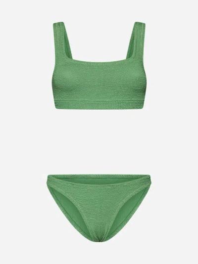Reina Olga Ginny Boobs Crinkled Fabric Bikini In Green