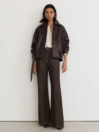 Reiss Brown Patch-pocket Flared Jeans In Multi