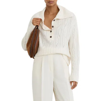 Reiss Emily Wool & Cashmere Polo Sweater In White