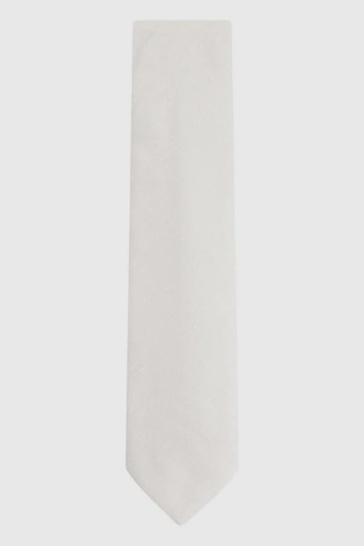Reiss Giotto - Cream Textured Silk Blend Tie, In White