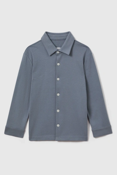 Reiss Kids' Hendon - Airforce Blue Cotton Button-through Shirt,